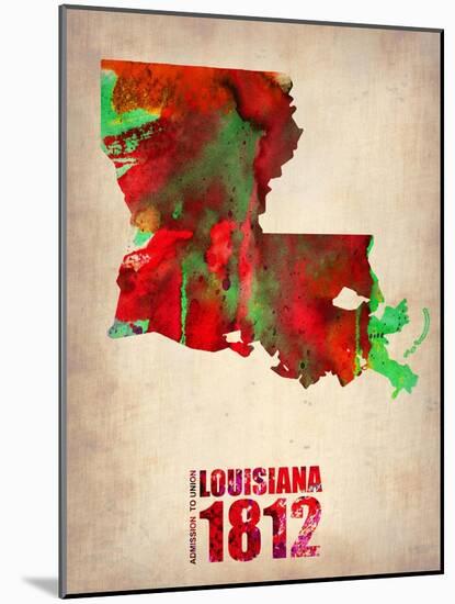 Louisiana Watercolor Map-NaxArt-Mounted Art Print