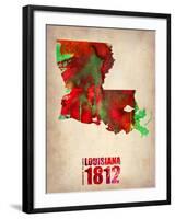 Louisiana Watercolor Map-NaxArt-Framed Art Print