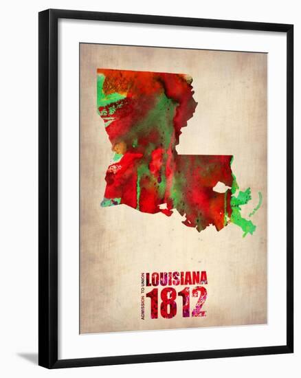 Louisiana Watercolor Map-NaxArt-Framed Art Print