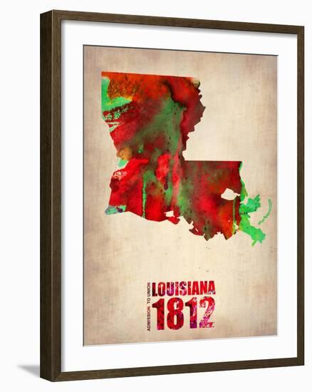 Louisiana Watercolor Map-NaxArt-Framed Art Print