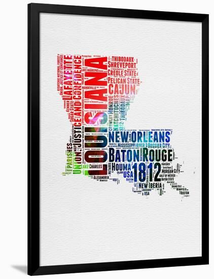 Louisiana Watercolor Word Cloud-NaxArt-Framed Art Print