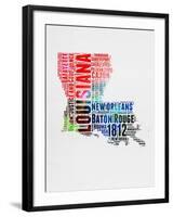 Louisiana Watercolor Word Cloud-NaxArt-Framed Art Print