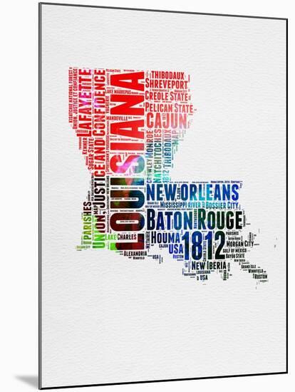 Louisiana Watercolor Word Cloud-NaxArt-Mounted Art Print