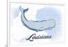 Louisiana - Whale - Blue - Coastal Icon-Lantern Press-Framed Art Print