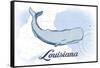 Louisiana - Whale - Blue - Coastal Icon-Lantern Press-Framed Stretched Canvas