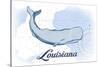 Louisiana - Whale - Blue - Coastal Icon-Lantern Press-Stretched Canvas