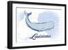 Louisiana - Whale - Blue - Coastal Icon-Lantern Press-Framed Art Print