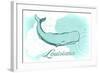 Louisiana - Whale - Teal - Coastal Icon-Lantern Press-Framed Art Print