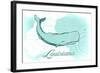 Louisiana - Whale - Teal - Coastal Icon-Lantern Press-Framed Art Print