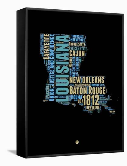 Louisiana Word Cloud 1-NaxArt-Framed Stretched Canvas