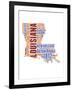 Louisiana Word Cloud Map-NaxArt-Framed Art Print