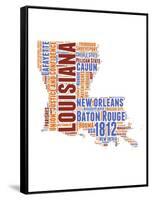 Louisiana Word Cloud Map-NaxArt-Framed Stretched Canvas