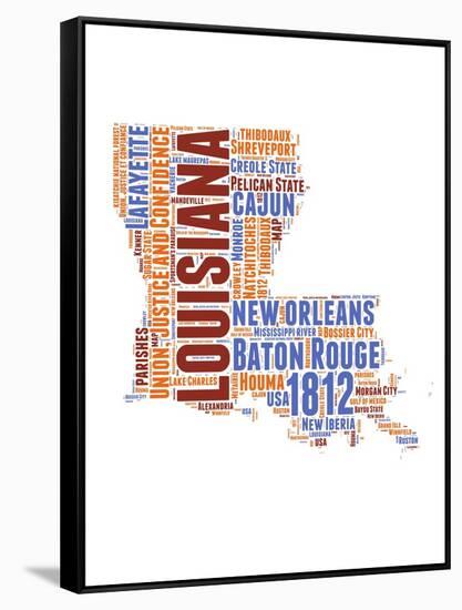 Louisiana Word Cloud Map-NaxArt-Framed Stretched Canvas