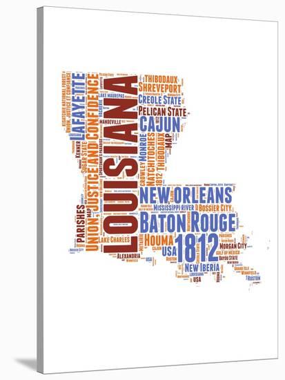 Louisiana Word Cloud Map-NaxArt-Stretched Canvas