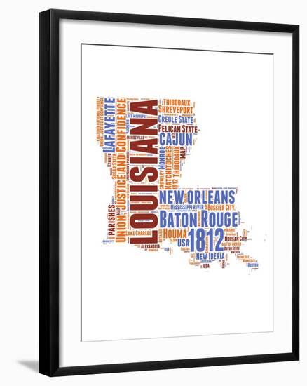 Louisiana Word Cloud Map-NaxArt-Framed Art Print