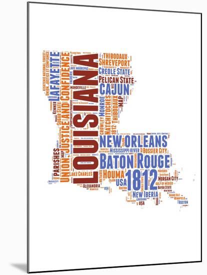 Louisiana Word Cloud Map-NaxArt-Mounted Art Print