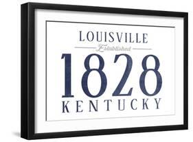 Louisville, Kentucky - Established Date (Blue)-Lantern Press-Framed Art Print