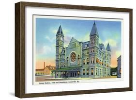 Louisville, Kentucky - Exterior View of Union Station-Lantern Press-Framed Art Print