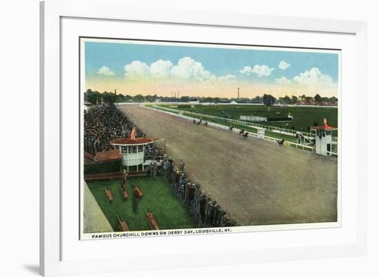 Louisville, Kentucky - Famous Churchill Downs on Derby Day Scene-Lantern Press-Framed Art Print