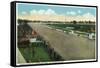 Louisville, Kentucky - Famous Churchill Downs on Derby Day Scene-Lantern Press-Framed Stretched Canvas