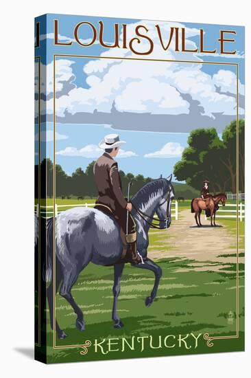 Louisville, Kentucky - Horse Riders-Lantern Press-Stretched Canvas