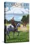 Louisville, Kentucky - Horse Riders-Lantern Press-Stretched Canvas