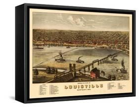Louisville, Kentucky - Panoramic Map-Lantern Press-Framed Stretched Canvas