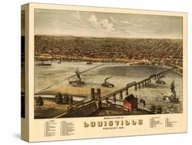 Louisville, Kentucky - Panoramic Map-Lantern Press-Stretched Canvas