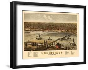 Louisville, Kentucky - Panoramic Map-Lantern Press-Framed Art Print