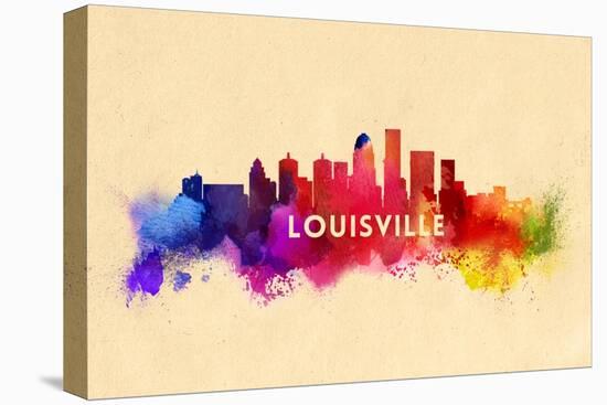 Louisville, Kentucky - Skyline Abstract-Lantern Press-Stretched Canvas