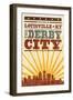 Louisville, Kentucky - Skyline and Sunburst Screenprint Style-Lantern Press-Framed Art Print