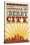 Louisville, Kentucky - Skyline and Sunburst Screenprint Style-Lantern Press-Stretched Canvas