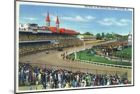 Louisville, Kentucky - Souvenir of the Kentucky Derby; Race Scene-Lantern Press-Mounted Art Print