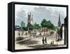 Louisville (Kentucky Usa), at the Intersection of Green Street and the 6Th, circa 1850 - Colorisee-null-Framed Stretched Canvas