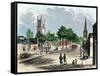 Louisville (Kentucky Usa), at the Intersection of Green Street and the 6Th, circa 1850 - Colorisee-null-Framed Stretched Canvas