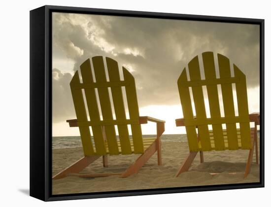 Lounge Chair Facing Caribbean Sea, Placencia, Stann Creek District, Belize-Merrill Images-Framed Stretched Canvas