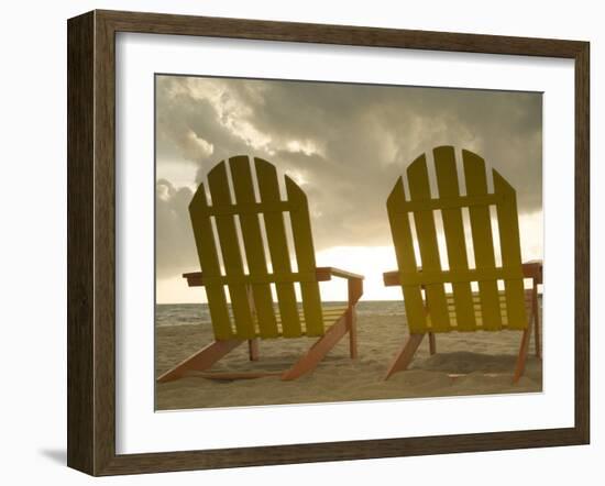 Lounge Chair Facing Caribbean Sea, Placencia, Stann Creek District, Belize-Merrill Images-Framed Photographic Print