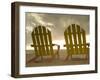 Lounge Chair Facing Caribbean Sea, Placencia, Stann Creek District, Belize-Merrill Images-Framed Photographic Print