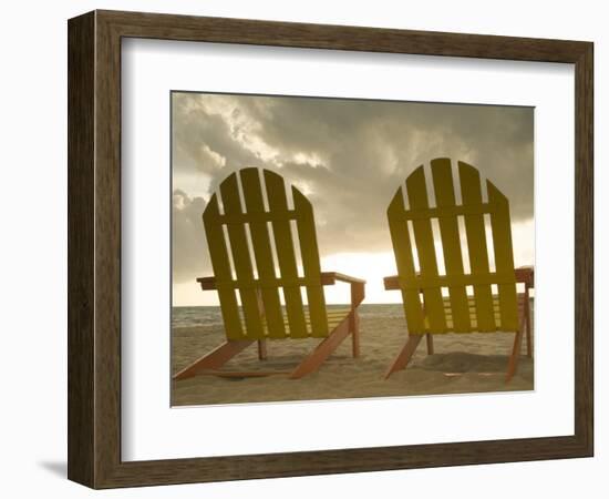 Lounge Chair Facing Caribbean Sea, Placencia, Stann Creek District, Belize-Merrill Images-Framed Photographic Print