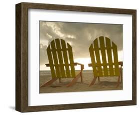 Lounge Chair Facing Caribbean Sea, Placencia, Stann Creek District, Belize-Merrill Images-Framed Photographic Print