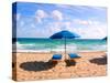 Lounge Chairs and Beach Umbrella on the Beach, Fort Lauderdale Beach, Florida, USA-null-Stretched Canvas