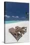 Lounge Chairs and Tropical Beach, Water Villas and Palm Trees, Maldives, Indian Ocean, Asia-Sakis Papadopoulos-Stretched Canvas