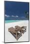 Lounge Chairs and Tropical Beach, Water Villas and Palm Trees, Maldives, Indian Ocean, Asia-Sakis Papadopoulos-Mounted Photographic Print