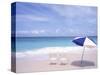 Lounge Chairs and Umbrella on the Beach-Bill Bachmann-Stretched Canvas
