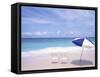 Lounge Chairs and Umbrella on the Beach-Bill Bachmann-Framed Stretched Canvas