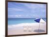 Lounge Chairs and Umbrella on the Beach-Bill Bachmann-Framed Photographic Print