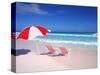 Lounge Chairs and Umbrella on the Beach-Bill Bachmann-Stretched Canvas