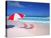 Lounge Chairs and Umbrella on the Beach-Bill Bachmann-Stretched Canvas