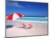 Lounge Chairs and Umbrella on the Beach-Bill Bachmann-Mounted Photographic Print