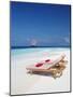 Lounge Chairs on Beach and Yacht, Maldives, Indian Ocean, Asia-Sakis Papadopoulos-Mounted Photographic Print